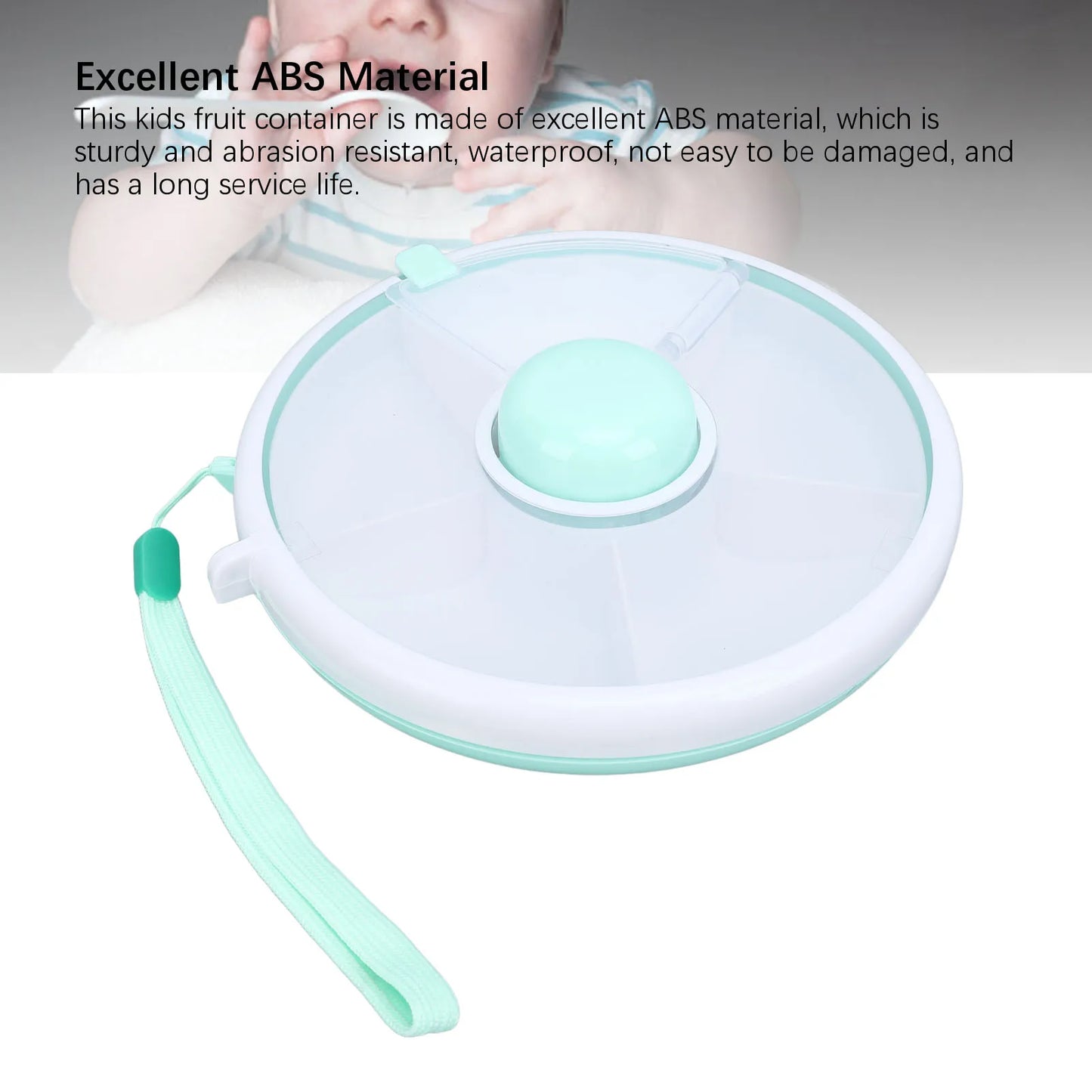 ZK30 360° Rotating Snack Container Large Capacity Sealing Kids Fruit Storage Box Bundle with Lid for Home Mint Green