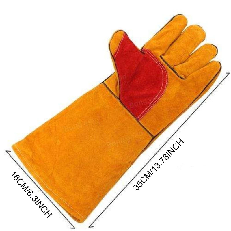Heat Resistant Cowhide Welding Gloves Leather Reinforced Safety Work Gloves for Men Women Fireplace Stove BBQ Gear Driver Gloves