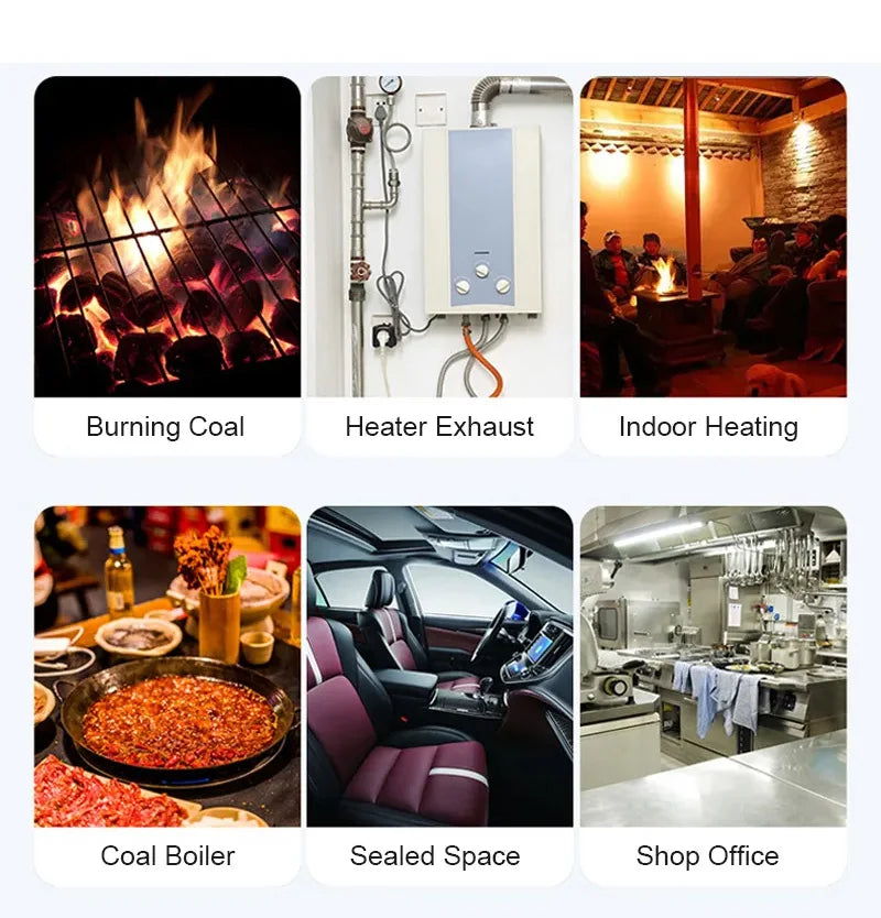 Tuya WiFi Smart Carbon Monoxide Detector Alarm 85dB Sound Warning LCD Digital Display Home Indoor CO Poisoning Siren