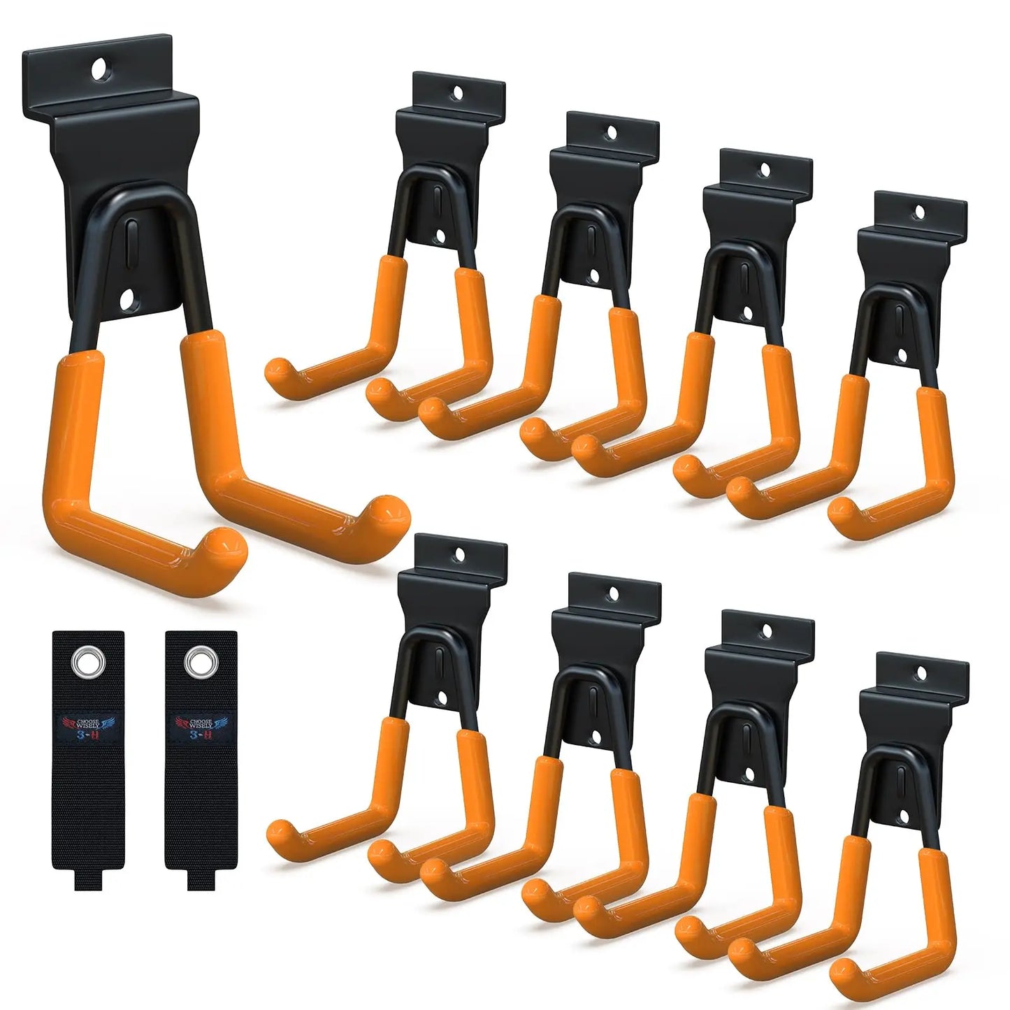18 Pcs Garage Hooks Heavy Duty - Garage Storage and Organization Ladder Hooks with Non Slip PVC Coating for Hanging Bike，Ladder，Garden Tools，Hose