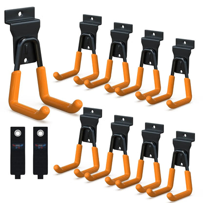 18 Pcs Garage Hooks Heavy Duty - Garage Storage and Organization Ladder Hooks with Non Slip PVC Coating for Hanging Bike，Ladder，Garden Tools，Hose
