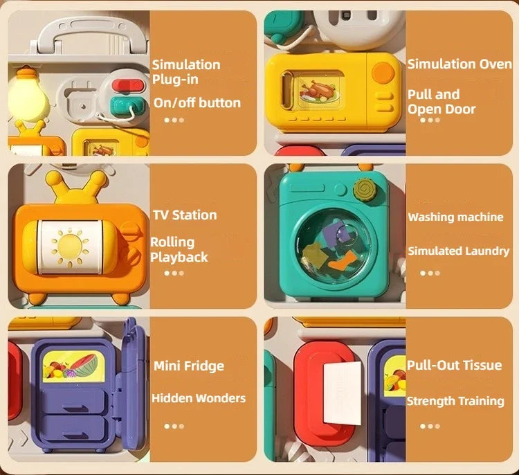 63 in 1 Baby Sensory Busy Board Montessori Toy Music Light Switch Multi functional Baby Sensory Early Education Learning Tool