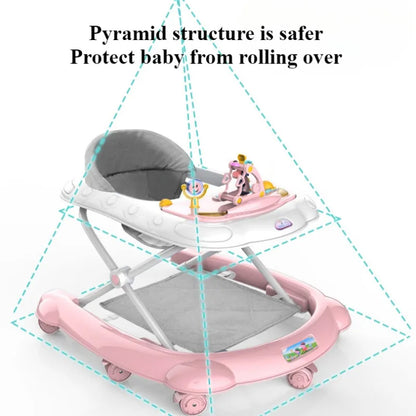Baby Walker, 5-in-1 Baby Walkers for Boys and Girls 6-12 Months with Bouncer, Removable Footrest, Feeding Tray & Music, Foldable & Adjustable Activity Walker for 6-18 Months Toddler Infant