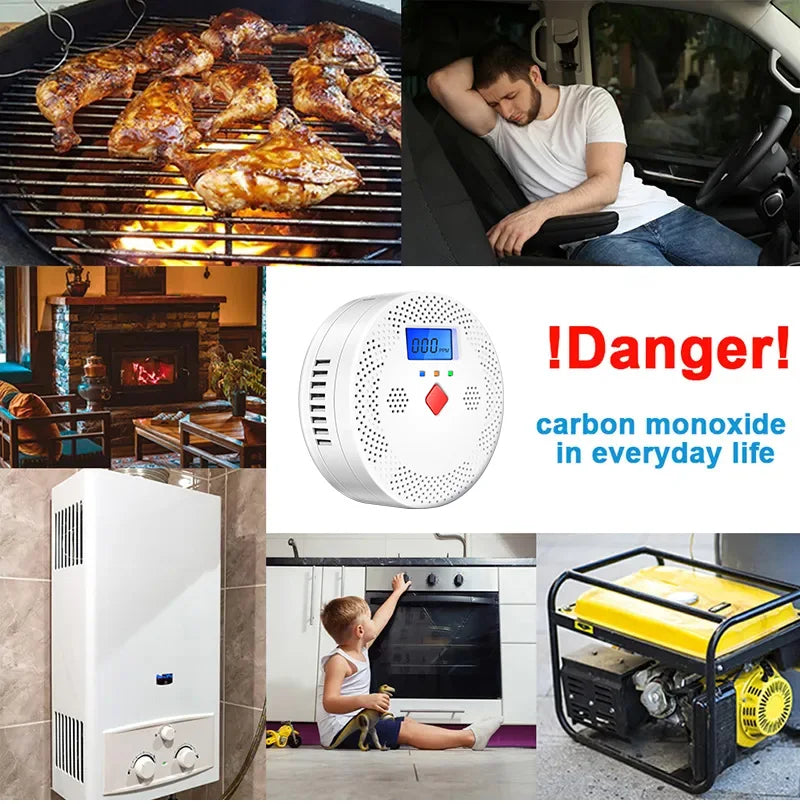 Tuya WiFi Smart Carbon Monoxide Detector Alarm 85dB Sound Warning LCD Digital Display Home Indoor CO Poisoning Siren