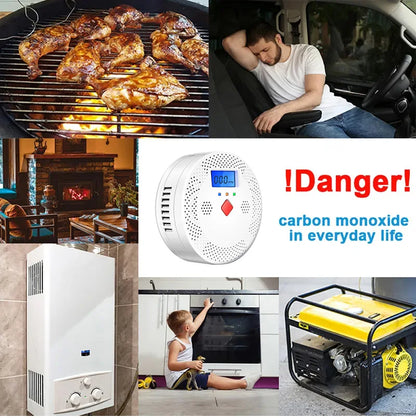 Tuya WiFi Smart Carbon Monoxide Detector Alarm 85dB Sound Warning LCD Digital Display Home Indoor CO Poisoning Siren