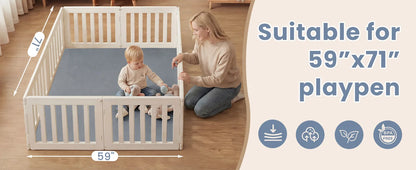Baby Play Mat for Floor,1.3" Thick Elasti-Foam 50"×50" Playpen Mat for Tummy Time,Water Repellent Soft Coral Velvet for Toddler,Infant,Kids,Non-Slip Backing Safe for Crawling
