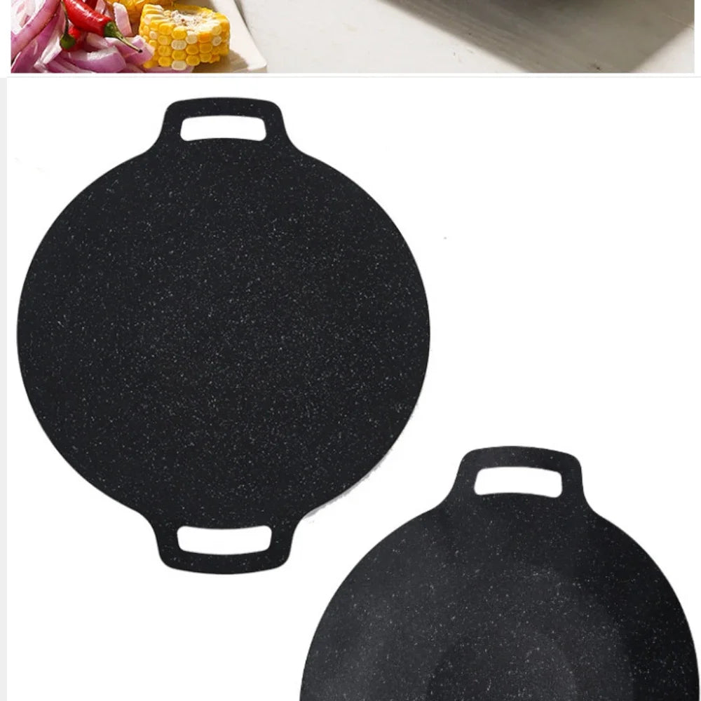 Roasting Round Pans Korean Aluminum Nonstick Grill Top Griddle Pan Bbq Fry Grill Outdoor Cast Iron Barbecue Griddles Grill Pans