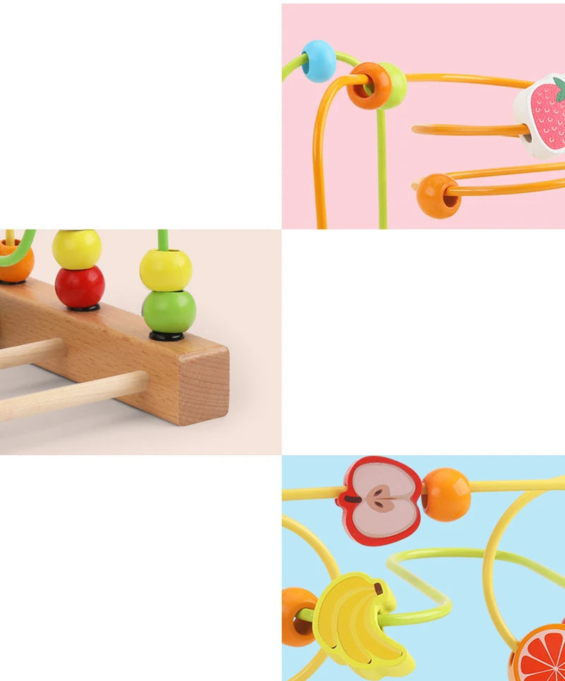 Montessori Baby Toys Wooden Roller Coaster Bead Maze Toddler Early Learning Educational Puzzle Math Toy for Children 1 2 3 Years