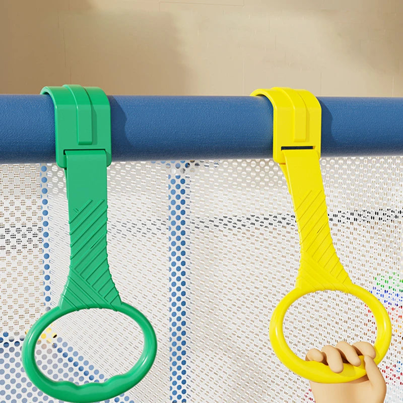 Playpen Baby Pull Up Rings - Premium Baby Handles for Play Pen Standing Up - Plastic Walking Exercises Assistant Rings for Infants Babies Toddler - Ergonomic Handles - 5 Colors