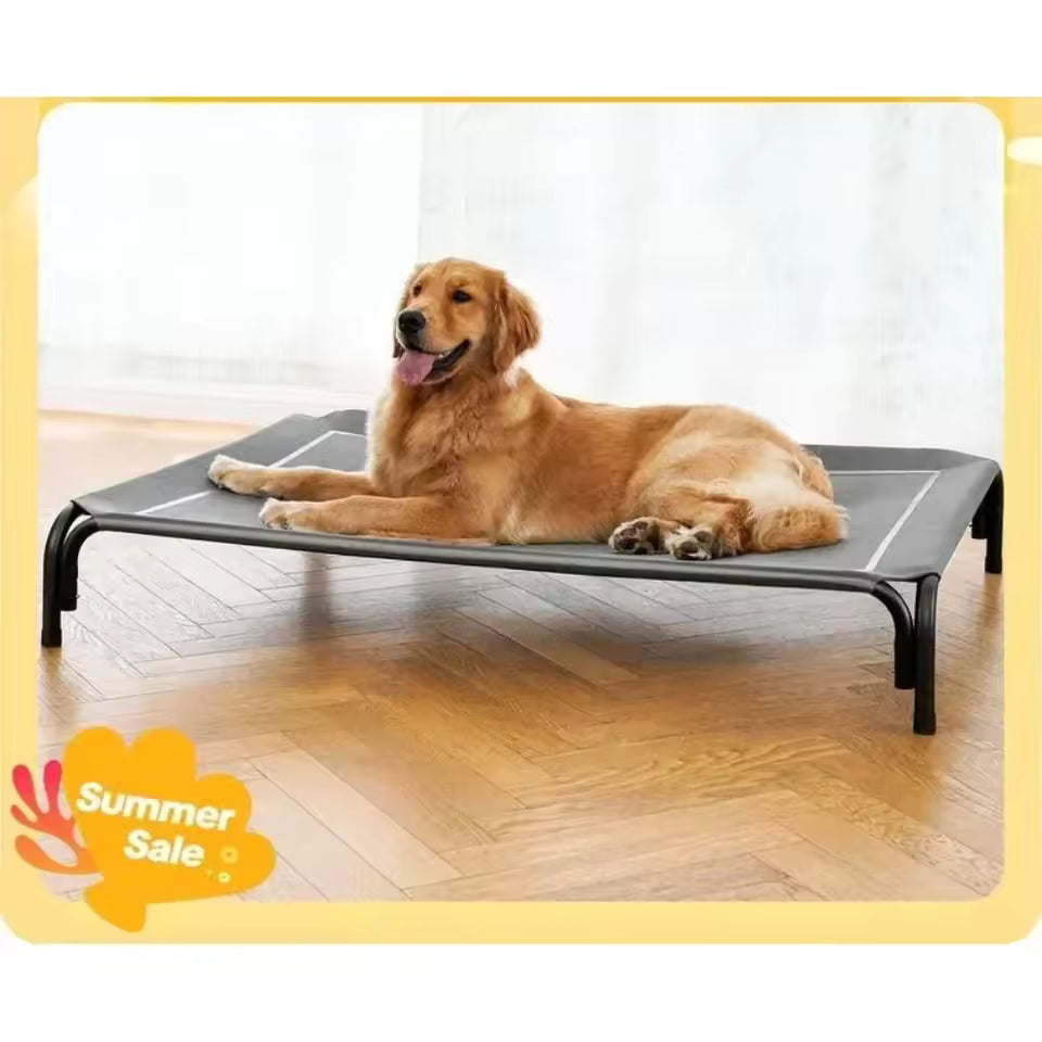 Large Dog Elevated Bed Cooling Pet Cot with Breathable Mesh Durable Frame Easy Clean Indoor Outdoor Raised Dog Bed for Home