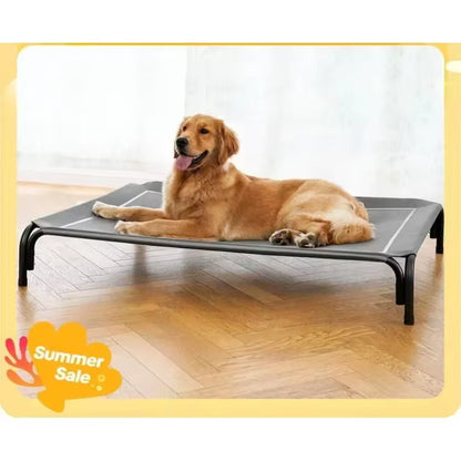Large Dog Elevated Bed Cooling Pet Cot with Breathable Mesh Durable Frame Easy Clean Indoor Outdoor Raised Dog Bed for Home