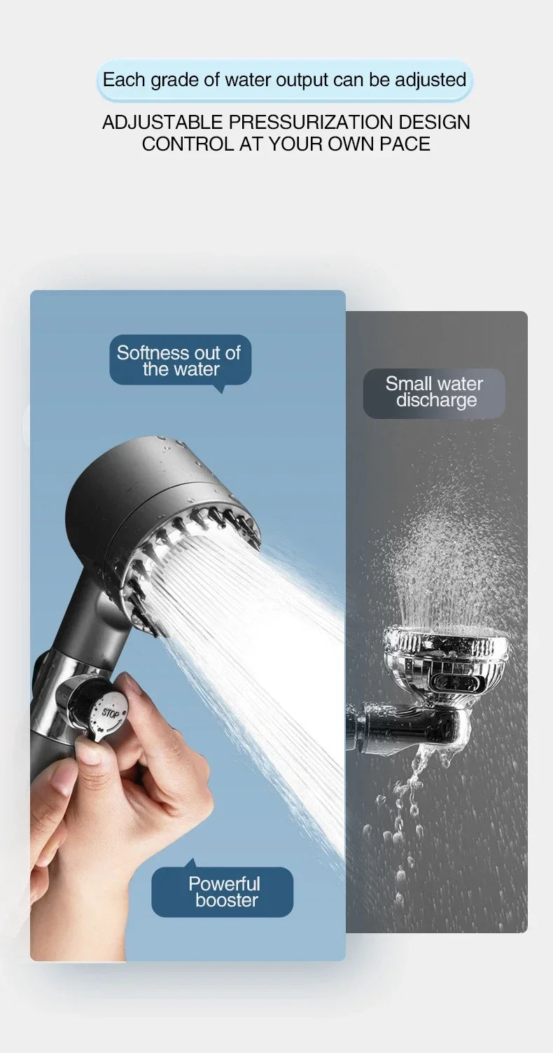 Filtered Shower Head with Handheld, High Pressurized Filter Shower Head 3-mode Adjustable Spray with Massage Brush Rain Faucet Bathroom Accessories