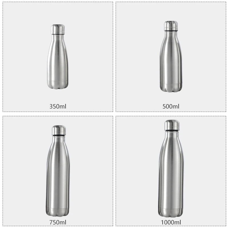 Stainless Steel Water Bottle 1 Liter Free Shipping Items, Drink Bottle for Sport Travel Cups, 500 750 1000ml Water Bottles