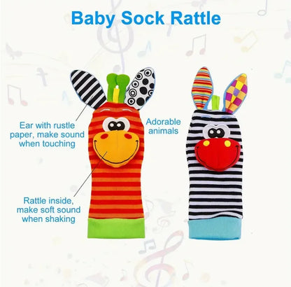 Baby Wrist Rattle Socks and Foot Finder Set, Perfect Baby Toys for 0-12 Months Newborn Boys and Girls As Shower Gifts