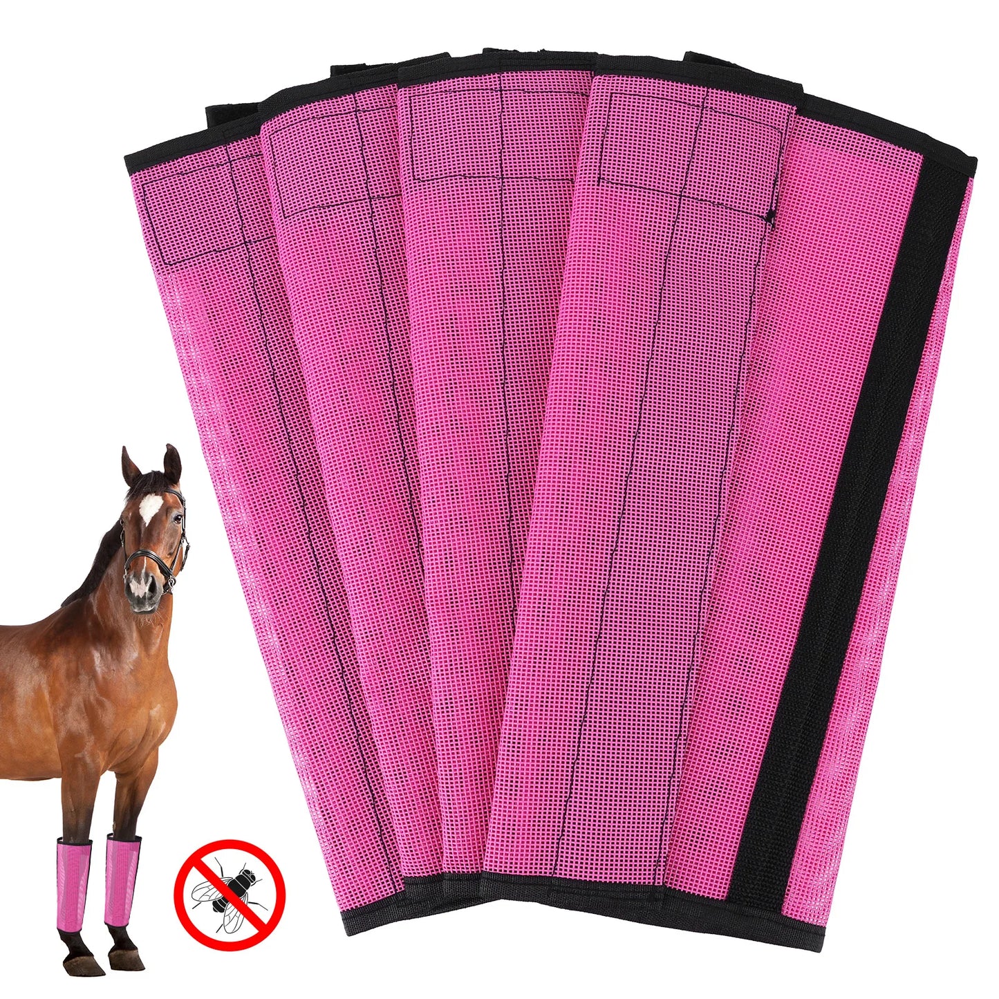 4 Sets Protective Horse Leg Wraps Breathable Mesh Horse Boots Mesh Fly Boots for Horse for Preventing Flies and Mosquitoes Bites