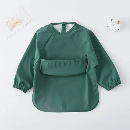 1pcs Solid Color Painting Smock Baby's Soft Waterproof Long Sleeve Art Smock Feeding Bib Apron for Kids Accessories