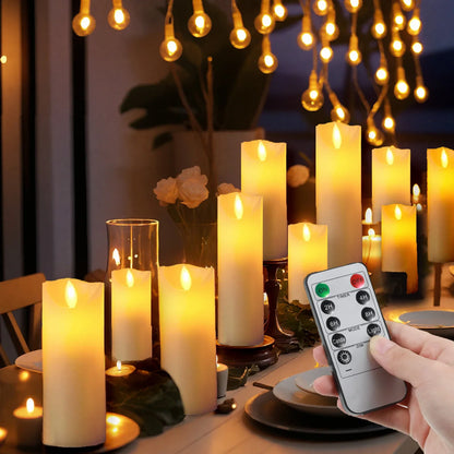 10-240pcs Battery Operated Flickering LED Pillar Candles with Remote and Timers Fake Flameless Candle for Wedding/Holiday Decor