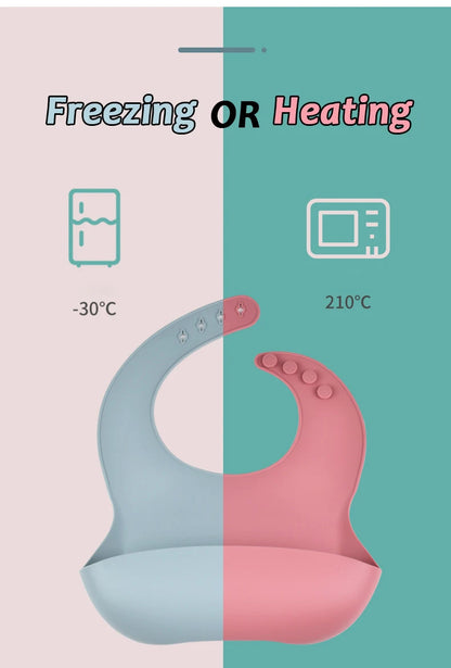 Baby Silicone Tray Bib Waterproof Soft 4-speed Adjustable Bibs Newborn Eating Food Isolate Dirt Feeding Saliva Pocke Kids Stuff
