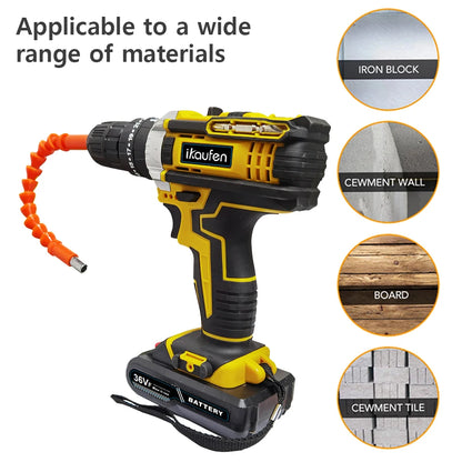 Cordless Drill: Multifunctional 21V rechargeable impact drill lithium battery cross-border flashlight gun drill electric screwdriver electric dr
