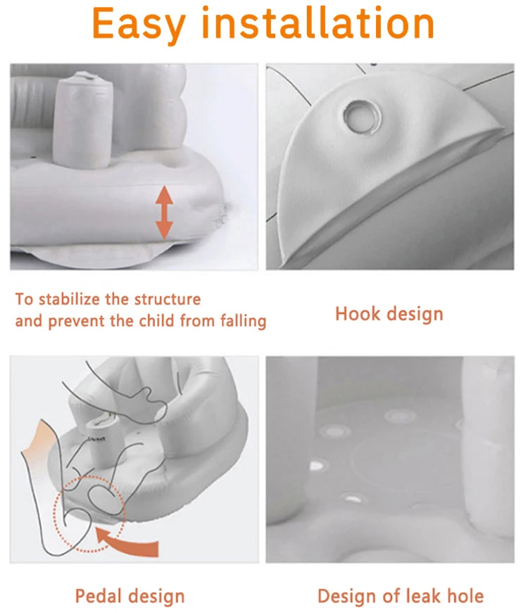 Upgraded Inflatable Baby Seat with Safety Guardrails, Thicker Sit Me Up Floor Seat for Baby Chair Sit Me Up, Blow Up Baby Chair Built in Air Pump for Babies 3-36 mth
