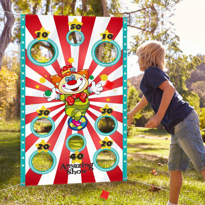 Sandbag Throwing Game Clown Flag Party Decor New Year 2024 Game for Home Parent-child Props Toss Games