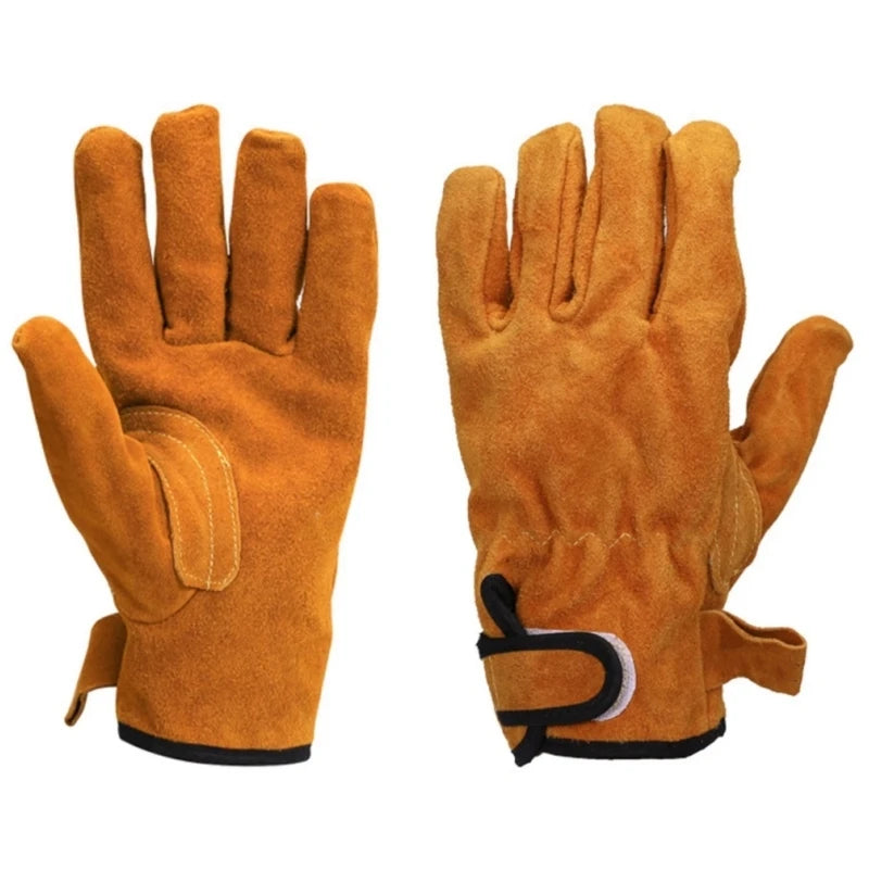 Heat Resistant Cowhide Welding Gloves Leather Reinforced Safety Work Gloves for Men Women Fireplace Stove BBQ Gear Driver Gloves