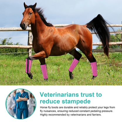 4PCS Fly Boot Horse Leg Mosquito Protective Cover Breathable Mesh Horse Boots Horse Leg Guards Horse Leg for Preventing Legs