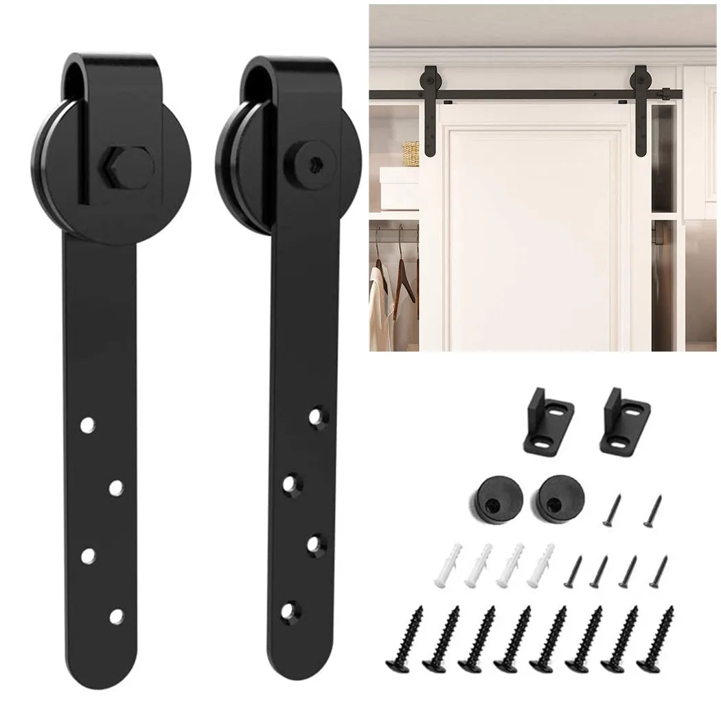 Heavy Duty Sturdy Sliding Barn Door Hardware Kit-Smoothly and Quietly-includes Detailed Installation Hardware Kits For Cabinet Doors Rail Set Smooth Silent Easy Installation