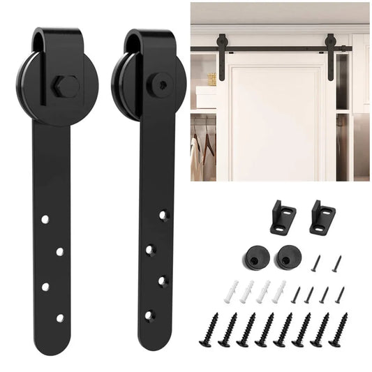 Heavy Duty Sturdy Sliding Barn Door Hardware Kit-Smoothly and Quietly-includes Detailed Installation Hardware Kits For Cabinet Doors Rail Set Smooth Silent Easy Installation
