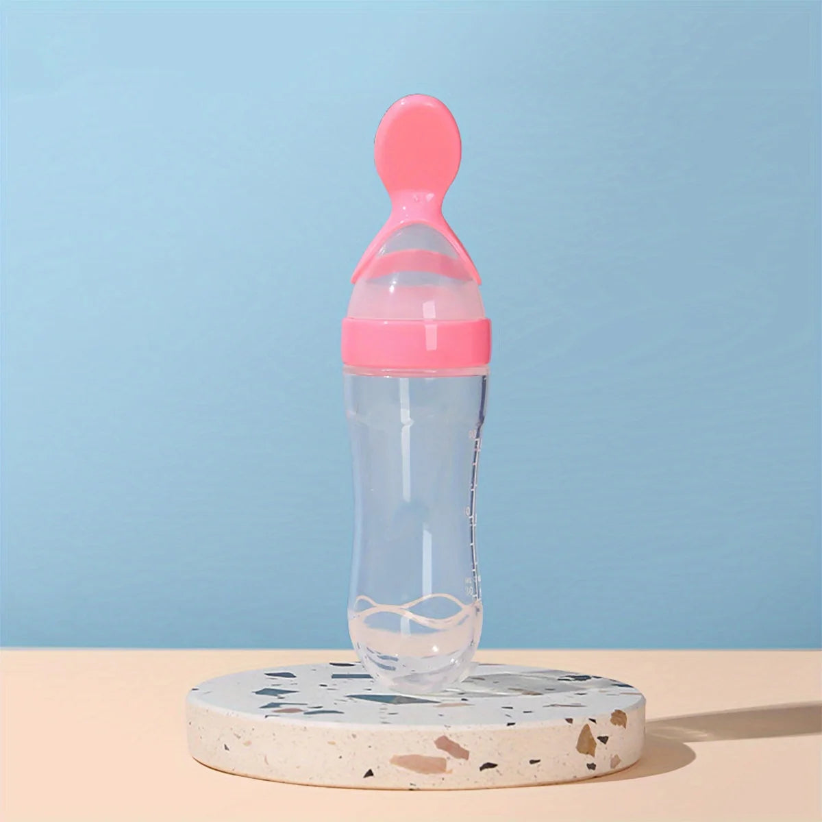 90ml/3oz Baby Silicone Spoon Feeder,Rice Paste Silicone Bottle,Squeeze Food Feeder for Infant-Perfect for Outside and Home