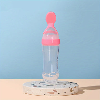 90ml/3oz Baby Silicone Spoon Feeder,Rice Paste Silicone Bottle,Squeeze Food Feeder for Infant-Perfect for Outside and Home