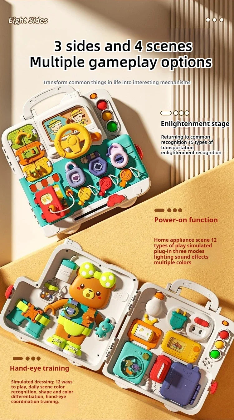 63 in 1 Baby Sensory Busy Board Montessori Toy Music Light Switch Multi functional Baby Sensory Early Education Learning Tool
