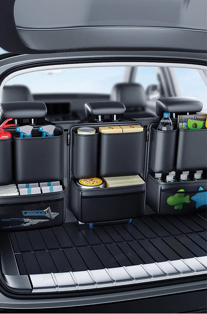 SEAMETAL Leatherette Car Trunk Organizer Large Capacity Seat Back Storage Bag with 4 Pockets Multifunction Use for Car Trunk SUV