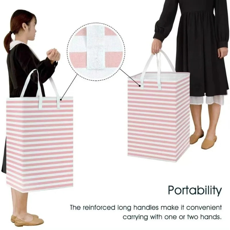 Laundry Hamper with Handles,Large Foldable Laundry Basket for Clothes, canvas Storage Bin&nbsp;
