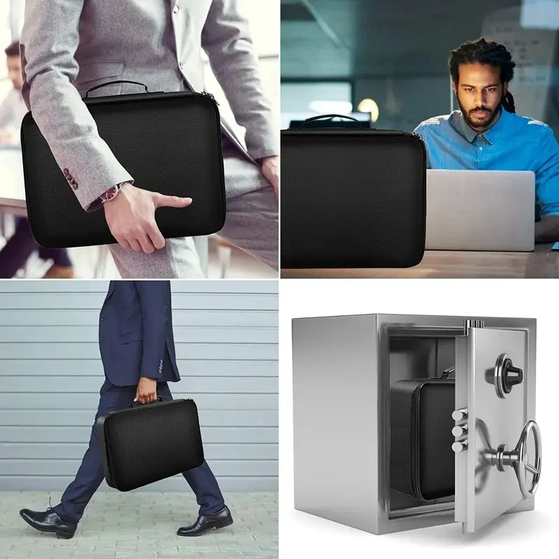 Fireproof Document Box, Hard Case File Box with Fireproof Zipper＆Lock, Heat Insulated Fire and Water Resistant File Organizer Storage Safe for Important Documents Laptop Cash