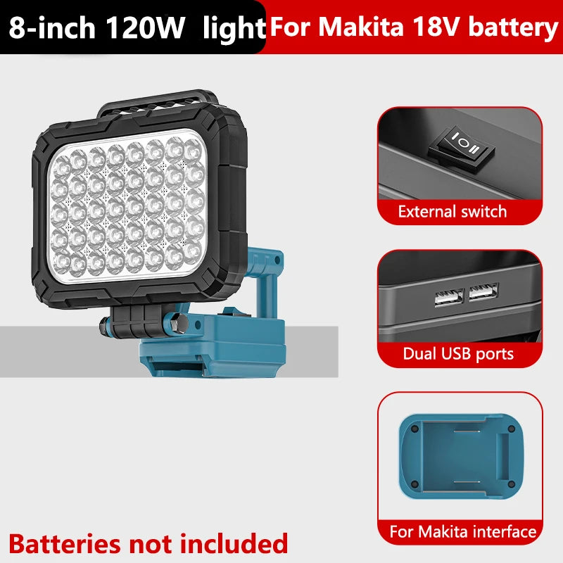 Work Light for Makita 18V Battery,Battery Light for Makita 18v Tools Portable Outdoors Flood Lighting