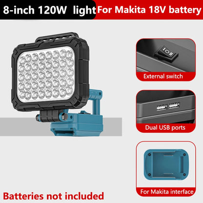 Work Light for Makita 18V Battery,Battery Light for Makita 18v Tools Portable Outdoors Flood Lighting