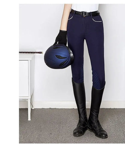 Summer Breathable Horse Riding Pants Adults High Waist Stretch Slim Fit Breeches Comfy Silicone Non-slip Tights Equestrian Pants