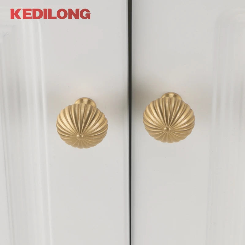 Cabinet Handles Brushed Brass Kitchen Knobs European style minimalist solid brass cabinet DIY pull handle classical luxury drawer gold knob cabinet door long handle