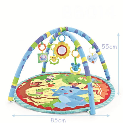 Baby Gym Play Mat, 8-in-1 Tummy Time Mat & Ball Pit with 6 Toys, Washable Baby Activity Mat for Visual, Hearing, Sensory, Motor Development, Babies Gift for Newborn Infant 0-3-6-9-12 Months
