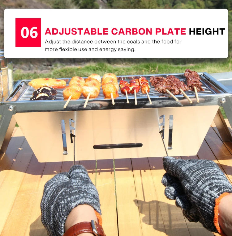 Stainless Steel Folding Barbecue Grill For Home And Outdoor Charcoal Kebabs Smokeless Portable Collapsible Barbecue