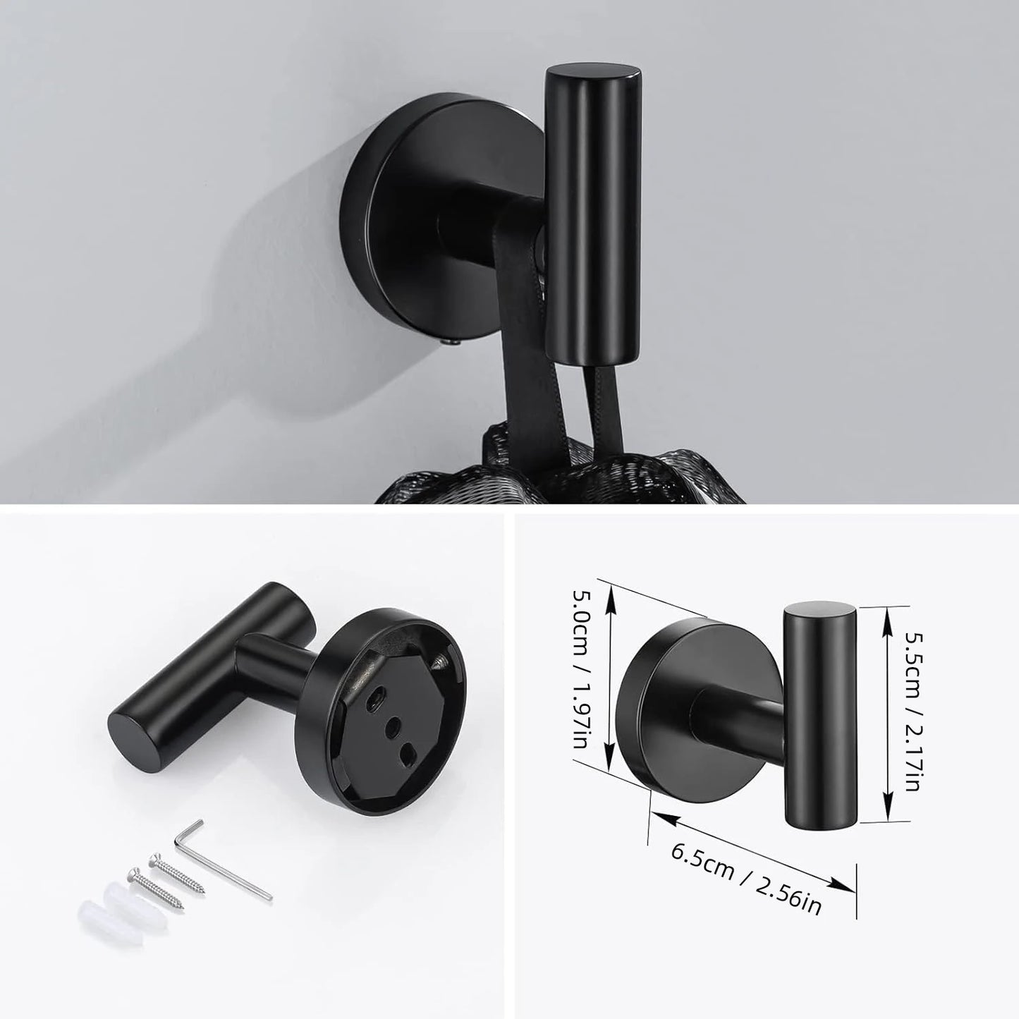10pcs Bathroom Hardware Set, Including 16" Hand Towel Bars, Toilet Paper Holders, Towel Rings, Robe Towel Hooks
