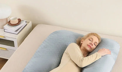 Removable washable pillow soft care pillow side sleep U-shaped pregnant women pillow solid color memory foam waist pillow