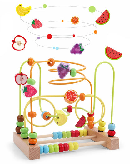 Montessori Baby Toys Wooden Roller Coaster Bead Maze Toddler Early Learning Educational Puzzle Math Toy for Children 1 2 3 Years