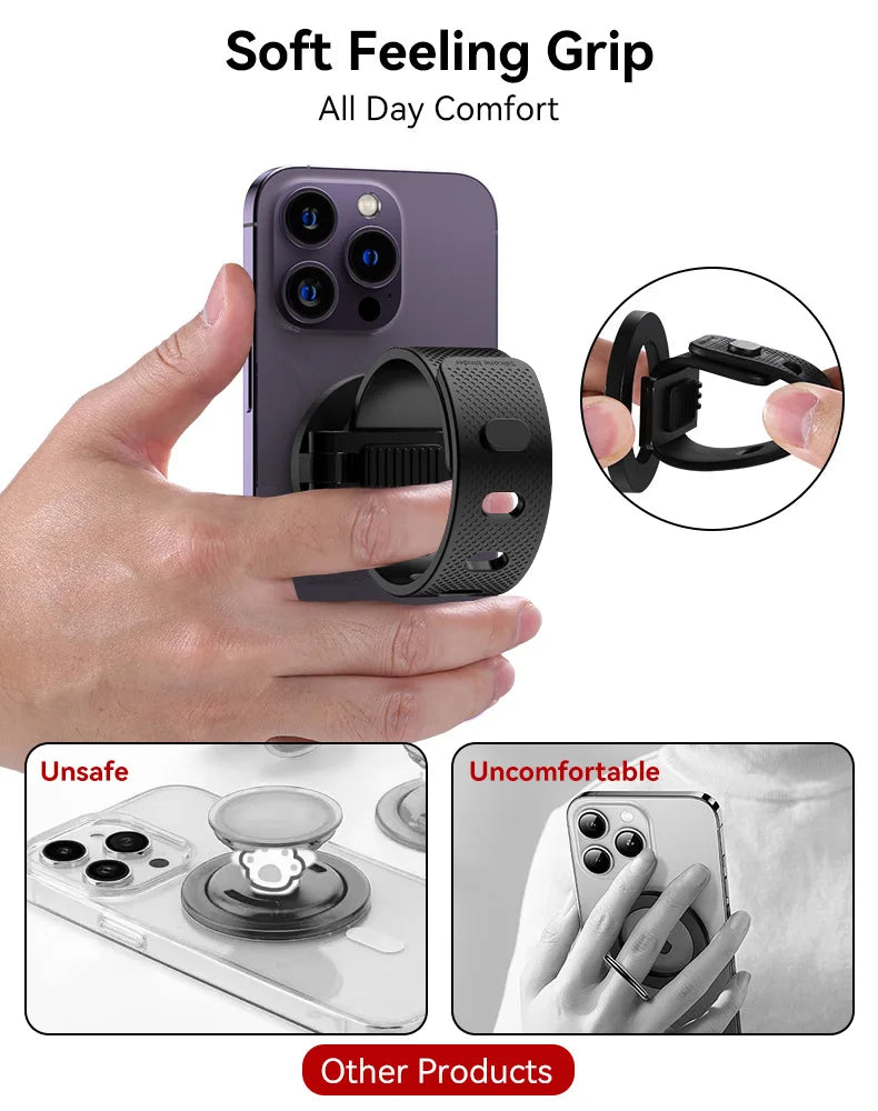 Magnetic Phone Holder for Stroller, Shopping Cart & Golf Push Cart | Handlebar Phone Mount for MagSafe | Strap with Strong Magnet for Mag Safe | Stroller Accessories for Uppababy, Nuna, Bugaboo