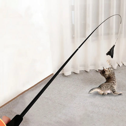 Cat Play Long Extendable Pole Cat Toy with Artificial Feathers Pet Supplies for Cats Pet Toy