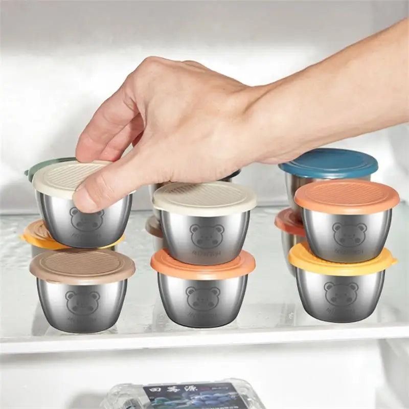 1pc Salad Dressing Container With Lid Reusable Stainless Steel Cup And Leakproof Silicone Lids For Lunch Box And Picnic