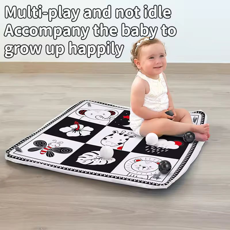 3-in-1 Plush Baby Play Gym, Activity Mat with Convertible Gym and Pillow, 5 Sensory Toys, Play Center from Newborn to Toddler