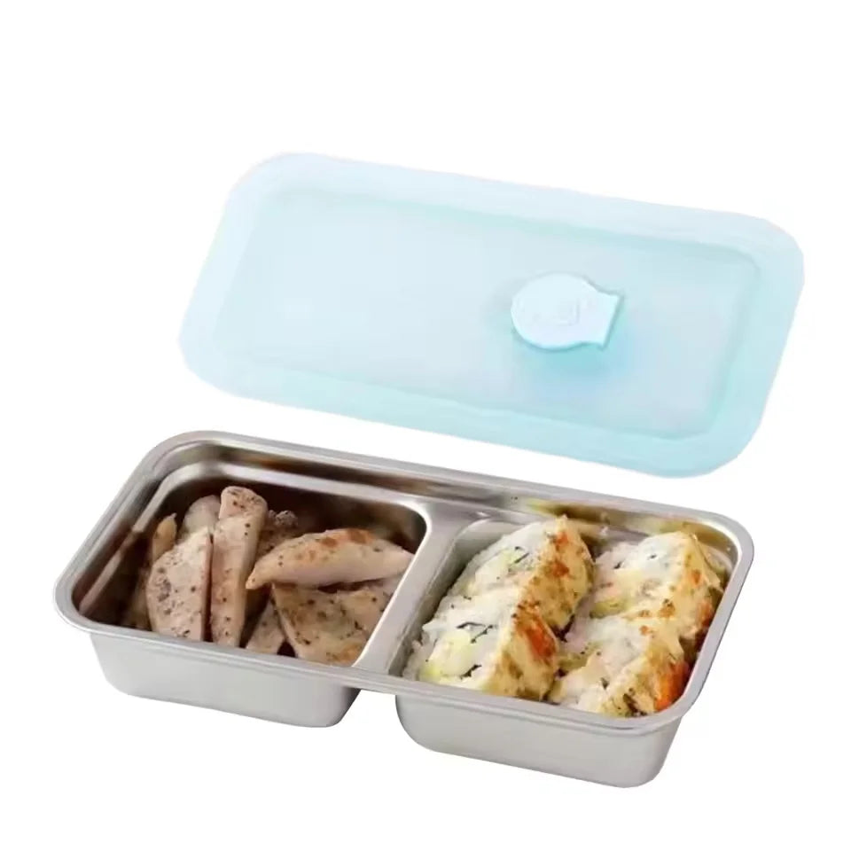 Stainless Steel Snack Containers Double Compartment Reusable Snack Containers Leak-proof Lunch Boxes For Outdoor Camping Picnic