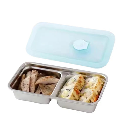 Stainless Steel Snack Containers Double Compartment Reusable Snack Containers Leak-proof Lunch Boxes For Outdoor Camping Picnic
